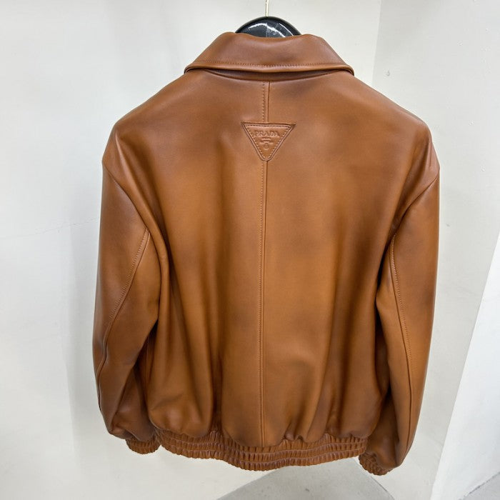 Prada Oversized nappa leather bomber jacket Caramel