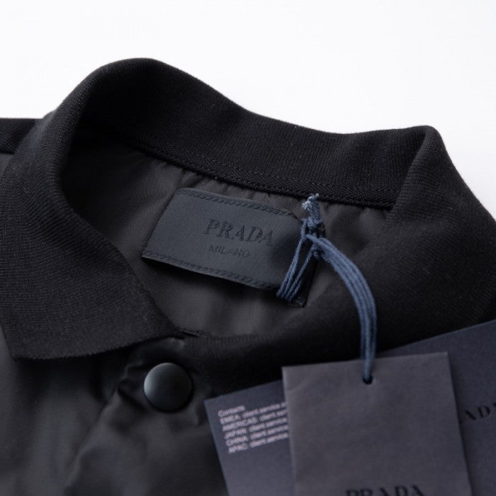 Prada Short-sleeved pocket cotton polo shirt Black