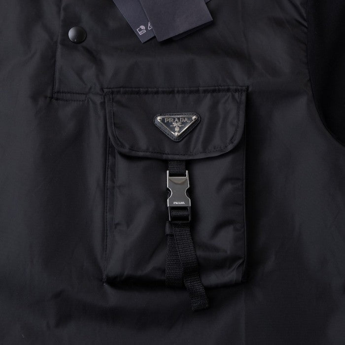 Prada Short-sleeved pocket cotton polo shirt Black