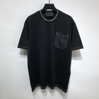 Prada Cotton T-shirt with nylon pocket Black