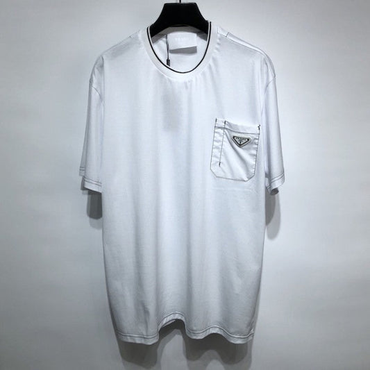 Prada Cotton T-shirt with nylon pocket White