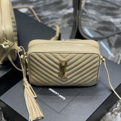 Saint Laurent Lou Camera Bag in Quilted Leather Beige