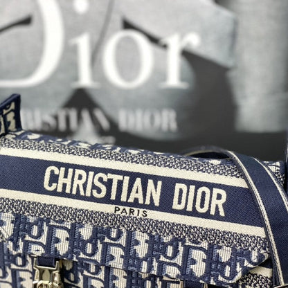 Small Diorcamp Bag Blue Dior Oblique Embroidery