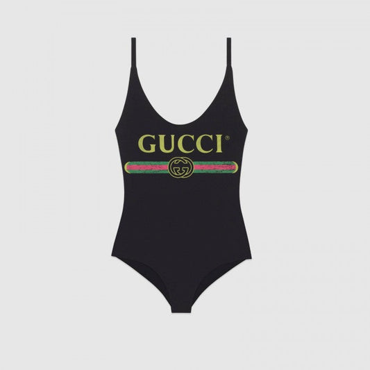 Sparkling swimsuit with Gucci logo Black