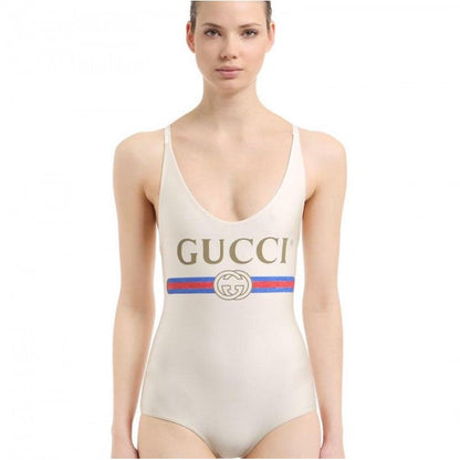 Sparkling swimsuit with Gucci logo White