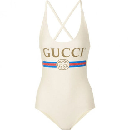 Sparkling swimsuit with Gucci logo White