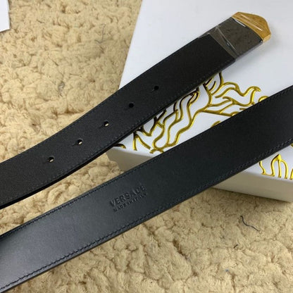 Versace Medusa Leather Belt with Diamonds Black