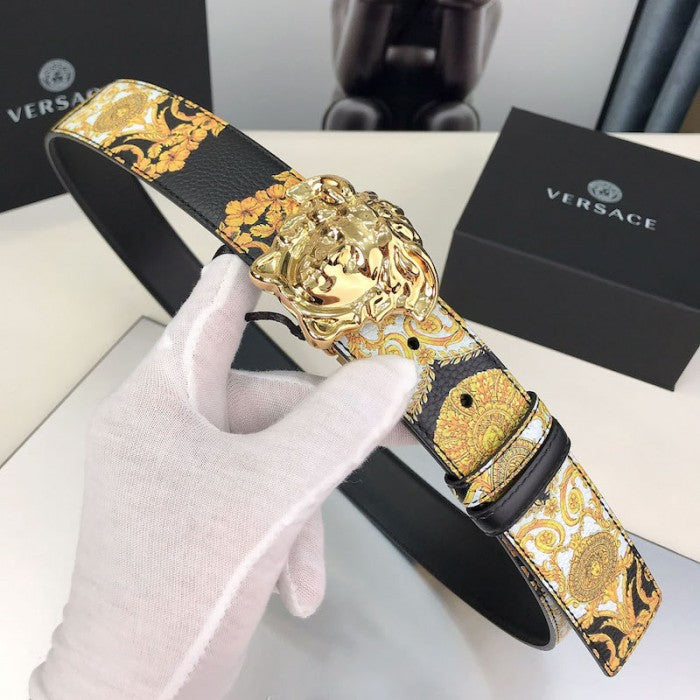 Versace Gold Hibiscus Print Palazzo Belt