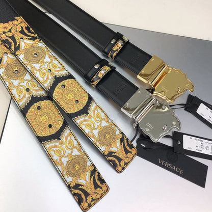 Versace Gold Hibiscus Print Palazzo Belt