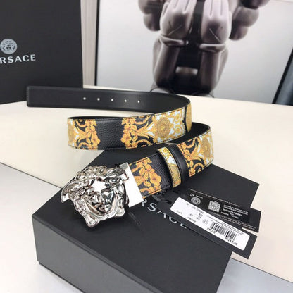 Versace Gold Hibiscus Print Palazzo Belt