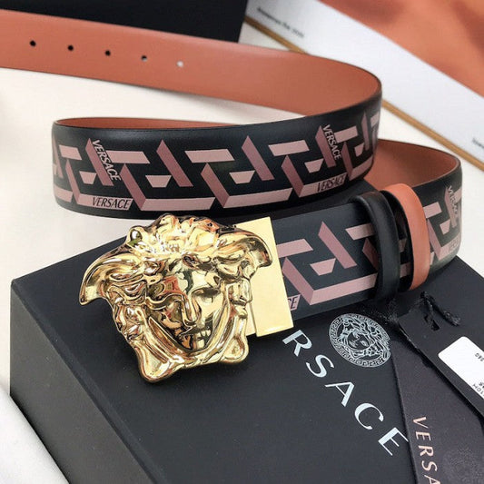 Versace La Medusa La Greca Reversible Belt Brown