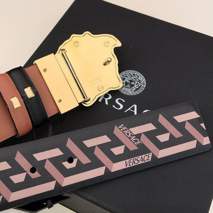 Versace La Medusa La Greca Reversible Belt Brown