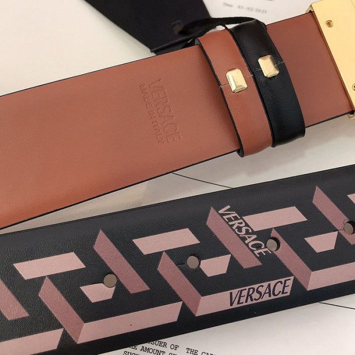 Versace La Medusa La Greca Reversible Belt Brown