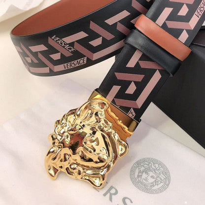 Versace La Medusa La Greca Reversible Belt Brown