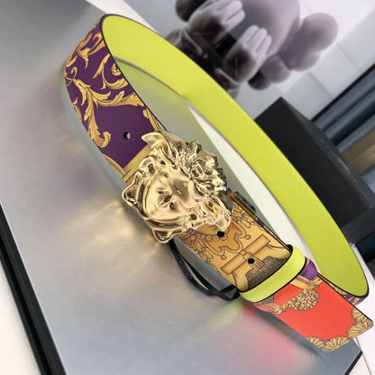 Versace La Medusa Royal Rebellion Belt Oark Orchid Sun Citron