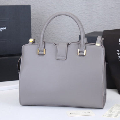 Saint Laurent Classic Cabas Y-Ligne Leather Tote Bag Grey