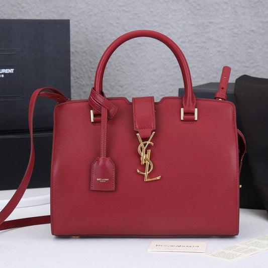 Saint Laurent Classic Cabas Y-Ligne Leather Tote Bag Red