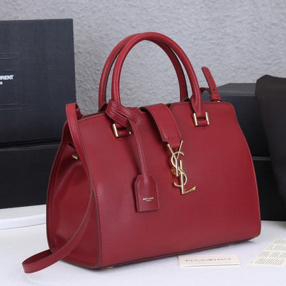 Saint Laurent Classic Cabas Y-Ligne Leather Tote Bag Red