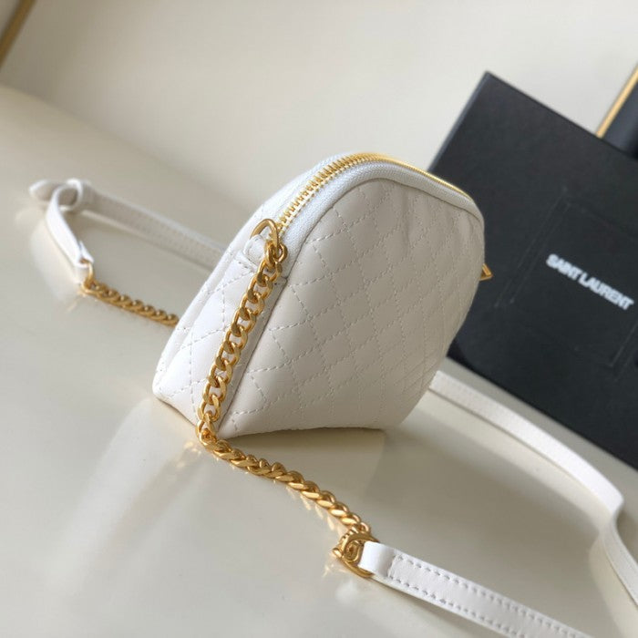 YSL Saint Laurent gaby zipped pouch in quilted lambskin White