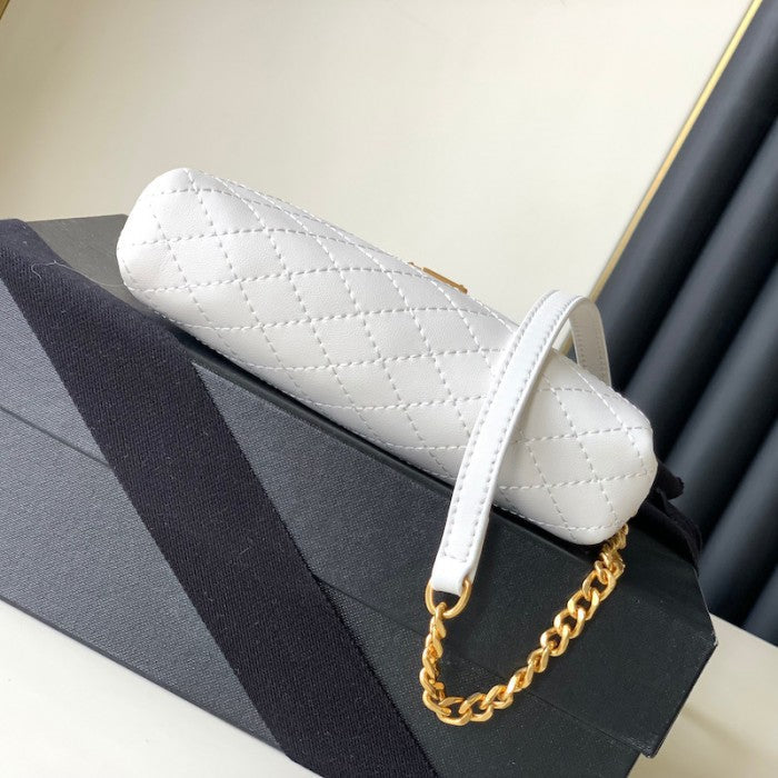 YSL Saint Laurent gaby zipped pouch in quilted lambskin White