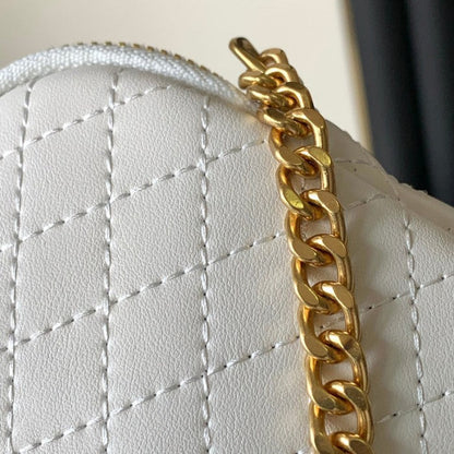 YSL Saint Laurent gaby zipped pouch in quilted lambskin White