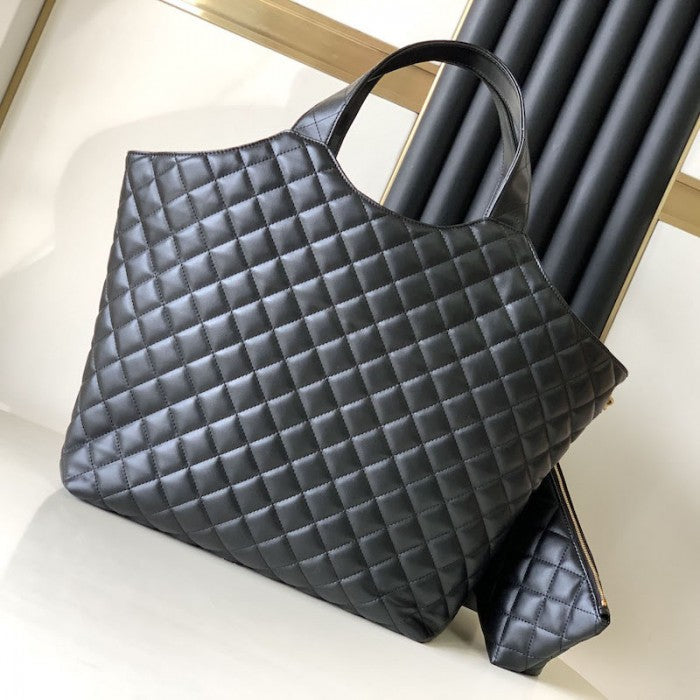 YSL Saint Laurent icare maxi shopping bag in quilted lambskin Black