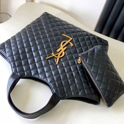 YSL Saint Laurent icare maxi shopping bag in quilted lambskin Black