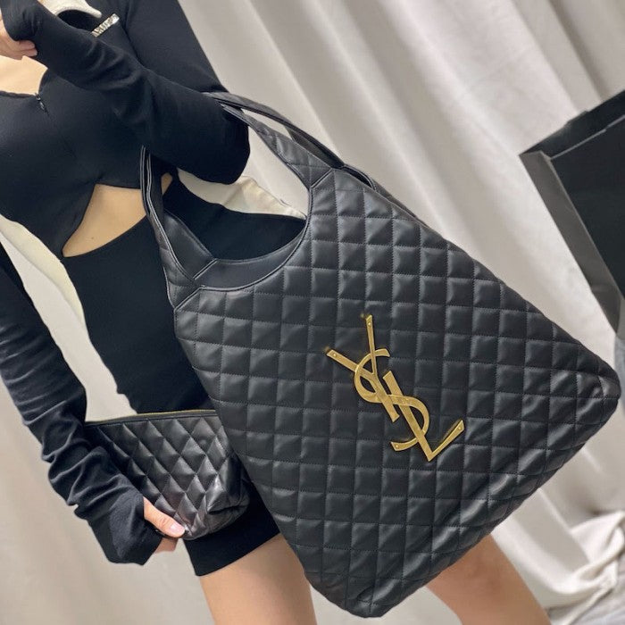 YSL Saint Laurent icare maxi shopping bag in quilted lambskin Black