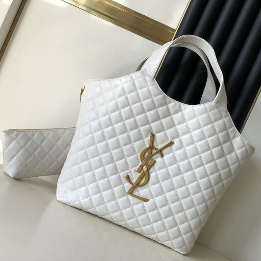 YSL Saint Laurent icare maxi shopping bag in quilted lambskin White