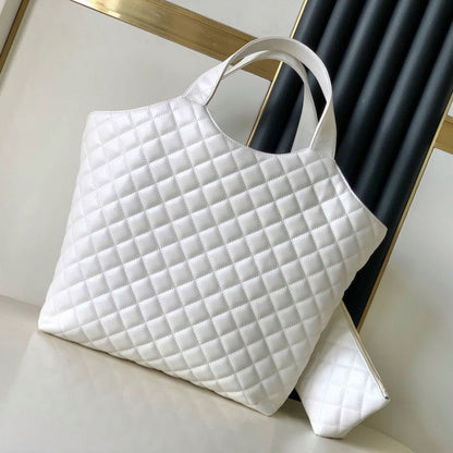 YSL Saint Laurent icare maxi shopping bag in quilted lambskin White