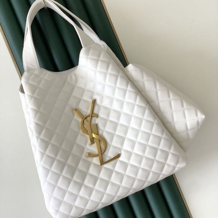 YSL Saint Laurent icare maxi shopping bag in quilted lambskin White