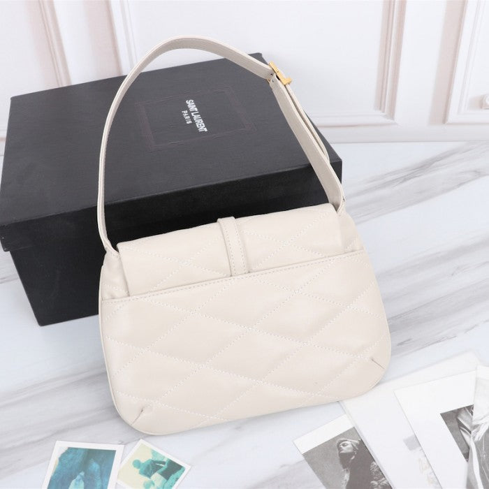 YSL Saint Laurent Le 57 Hobo Bag in Quilted Lambskin White