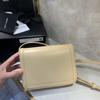 Saint Laurent Solferino Small Satchel in Box Leather Beige