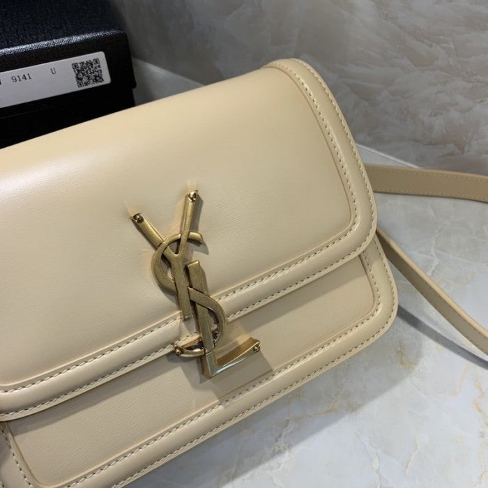 Saint Laurent Solferino Small Satchel in Box Leather Beige