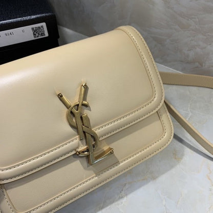 Saint Laurent Solferino Small Satchel in Box Leather Beige