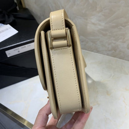 Saint Laurent Solferino Small Satchel in Box Leather Beige