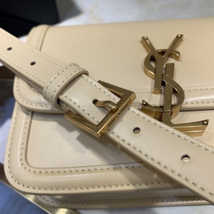 Saint Laurent Solferino Small Satchel in Box Leather Beige