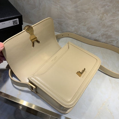 Saint Laurent Solferino Small Satchel in Box Leather Beige