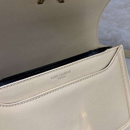 Saint Laurent Solferino Small Satchel in Box Leather Beige