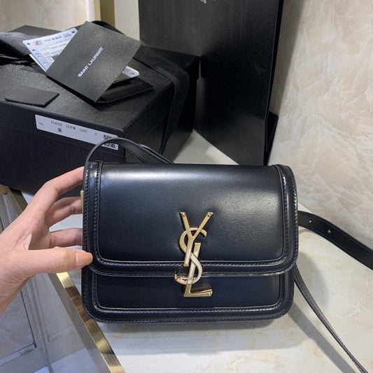 Saint Laurent Solferino Small Satchel in Box Leather Black