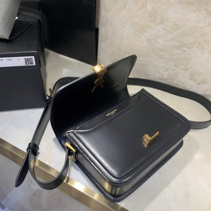 Saint Laurent Solferino Small Satchel in Box Leather Black