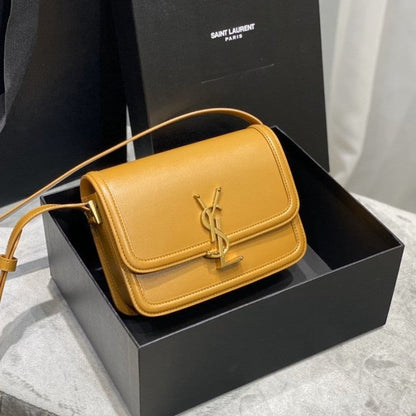 Saint Laurent Solferino Small Satchel in Box Leather Mustard