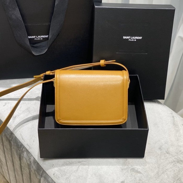 Saint Laurent Solferino Small Satchel in Box Leather Mustard