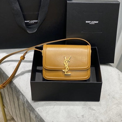 Saint Laurent Solferino Small Satchel in Box Leather Mustard