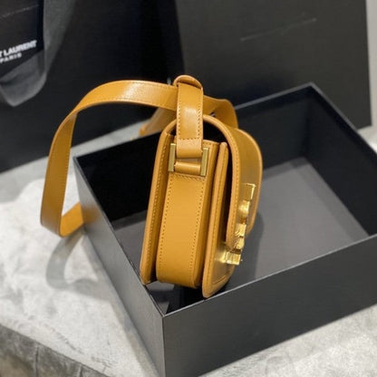 Saint Laurent Solferino Small Satchel in Box Leather Mustard