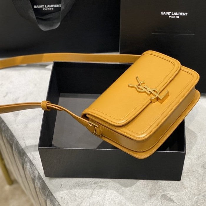 Saint Laurent Solferino Small Satchel in Box Leather Mustard