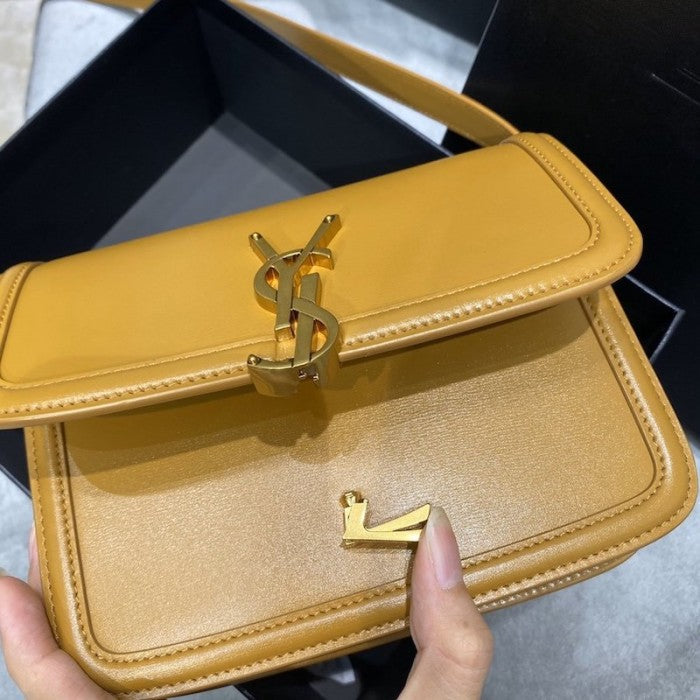 Saint Laurent Solferino Small Satchel in Box Leather Mustard