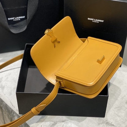 Saint Laurent Solferino Small Satchel in Box Leather Mustard