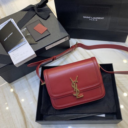 Saint Laurent Solferino Small Satchel in Box Leather Red