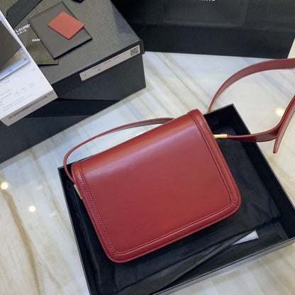 Saint Laurent Solferino Small Satchel in Box Leather Red